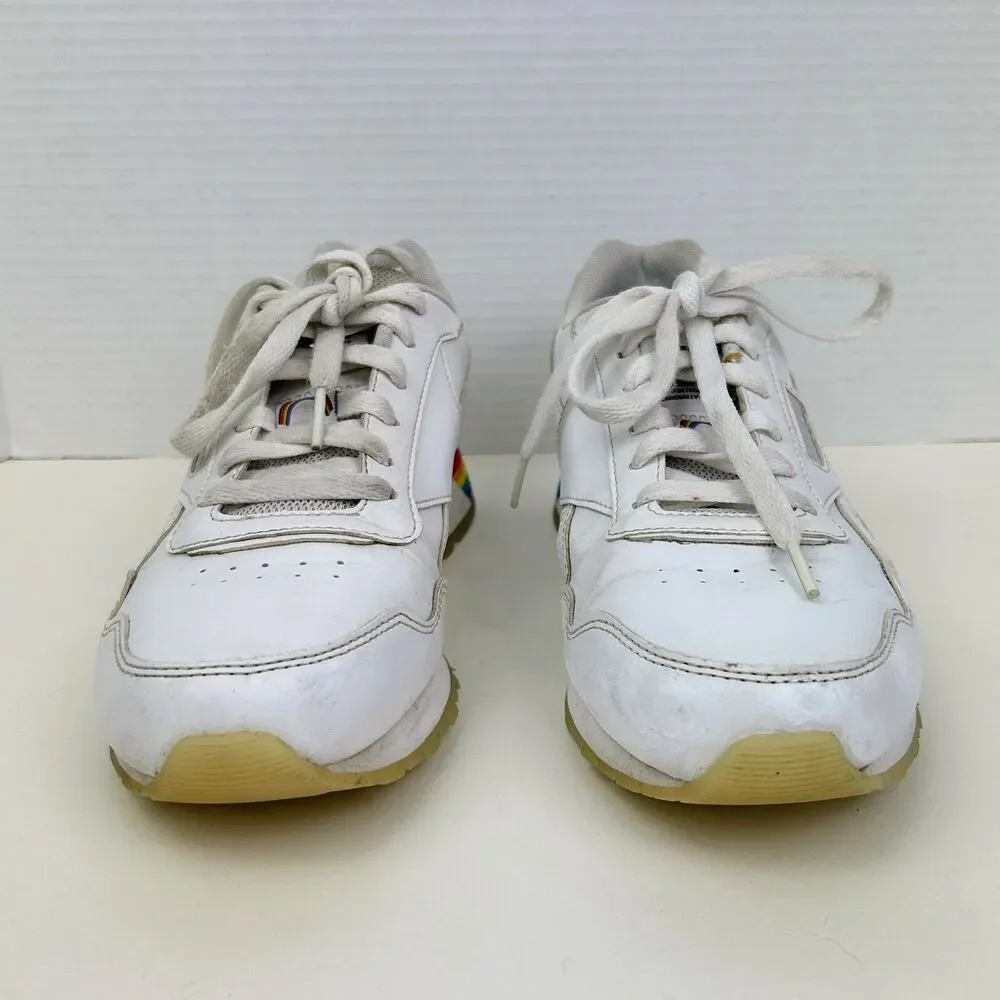 Reebok Classic Harman Run Pride Tennis Shoes Rainbow Sneakers White Multi Mens 8